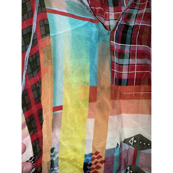 JOHNNY WAS bright aztec western boho kimono sleeve tunic top mini dress - Picture 4 of 10